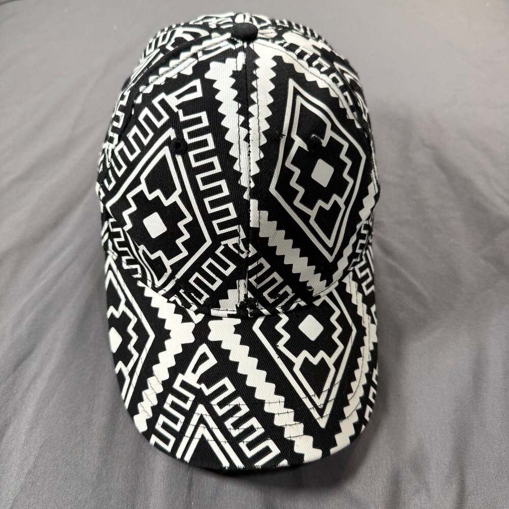 Unbranded Black and White Geometric Pattern Snapback Hat Cap